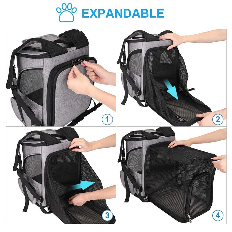 HALOVIE Pet Carrier Backpack Expandable for Cats Dogs Under 18 LB, Breathable Mesh Cat Backpack Carrier Bag, Foldable Dog Backpack Carrier for Small Dogs Rabbits Puppies - Image 4